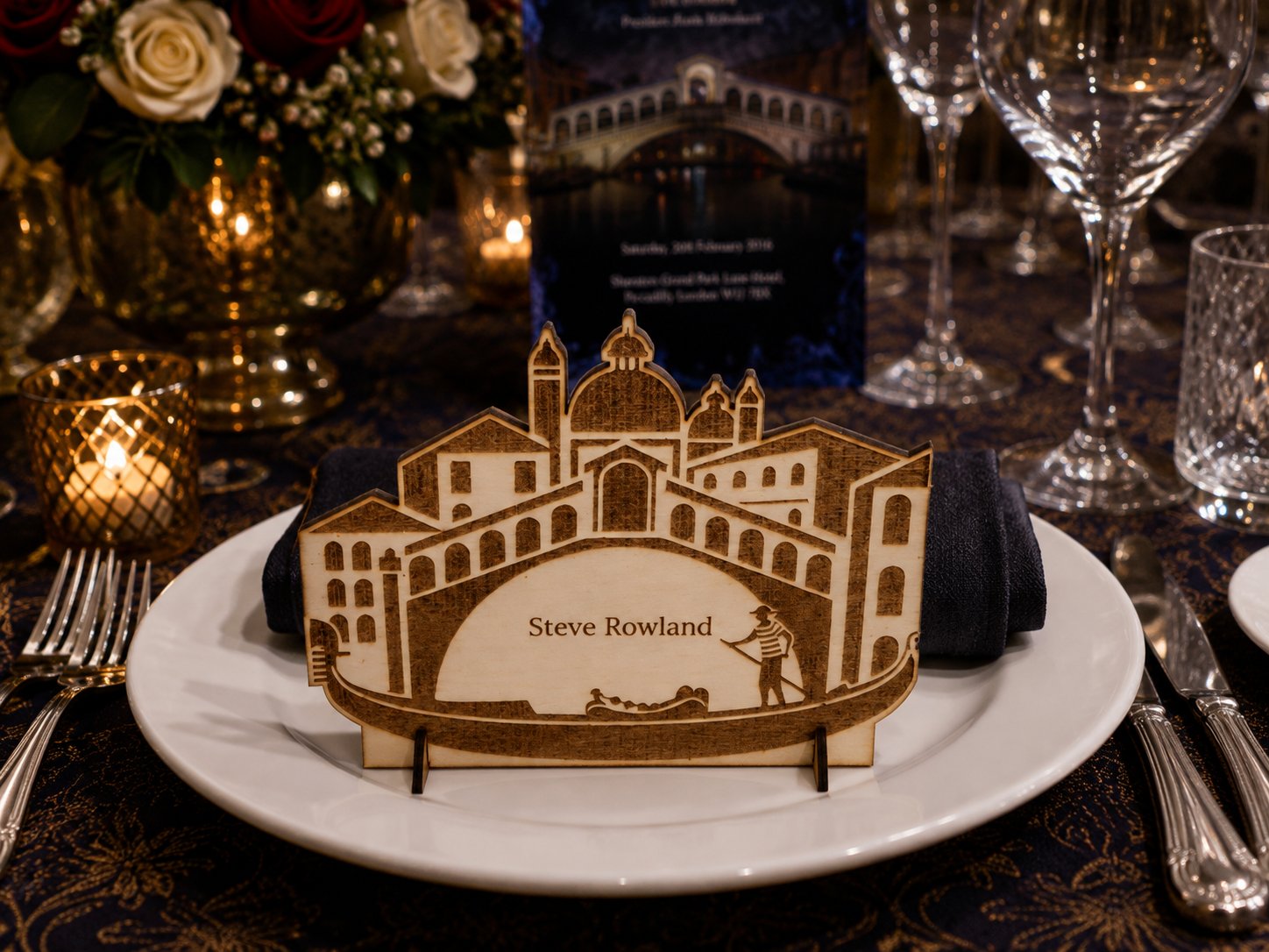 Venetian Masked Ball Laser Cut and Engraved Place Name Cards